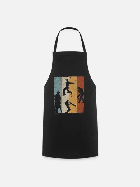 Cricket Retro Cricket Silhouettes Cricket - Kochschürze - Schwarz