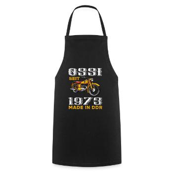 DDR Ossi Ostdeutschland 1973 Geburtstag Spruch - Kochschürze - Schwarz - Vorne - AI Model Male 185 dark (185cm)