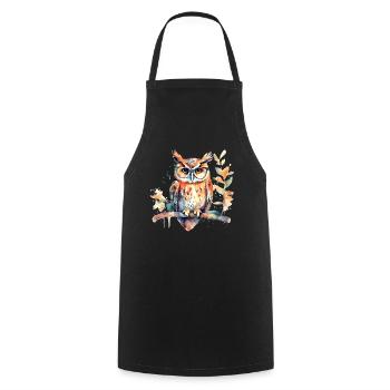 Owl with glasses - Cooking Apron - black - Front - AI Model Male 185 dark (185cm)