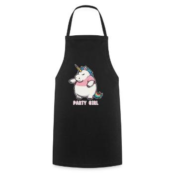 Einhorn Party Girl - Kochschürze - Schwarz - Vorne - AI Model Male 185 dark (185cm)