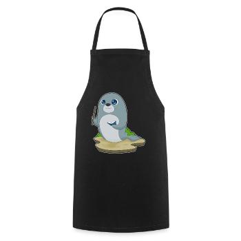 Seal Teacher Book School - Cooking Apron - black - Front - AI Model Male 185 dark (185cm)