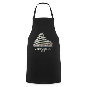 Château de Matsumoto-jo, Nagano, Japon dessin à la main - Tablier de cuisine - noir - Devant - AI Model Male 185 dark (185cm)