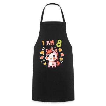 I'm 8 years old Horses Horse 8th birthday - Cooking Apron - black - Front - AI Model Male 185 dark (185cm)