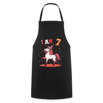 J'ai 7 ans Chevaux Cheval 7ème anniversaire - Tablier de cuisine - noir - Devant - AI Model Male 185 dark (185cm)