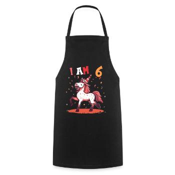 J'ai 6 ans Chevaux Cheval 6ème anniversaire - Tablier de cuisine - noir - Devant - AI Model Male 185 dark (185cm)