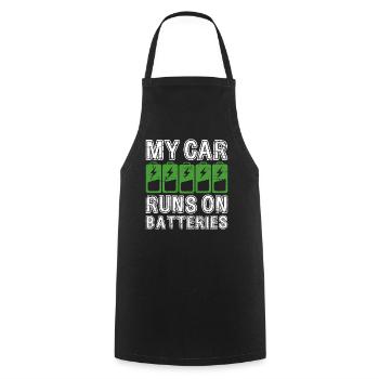 My Car Runs On Batteries eCar Electric Car - Cooking Apron - black - Front - AI Model Male 185 dark (185cm)