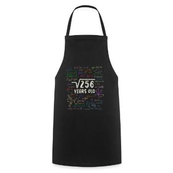Racine de 256 = 16e anniversaire - cadeau - Tablier de cuisine - noir - Devant - AI Model Male 185 dark (185cm)
