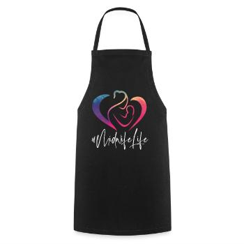 Nurse Midwife Birth Worker Rainbow - Kochschürze - Schwarz - Vorne - AI Model Male 185 dark (185cm)