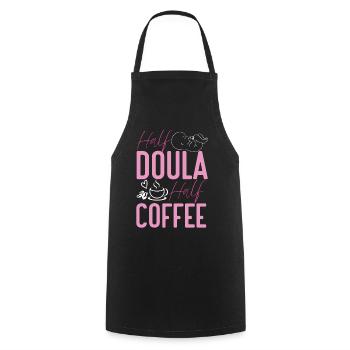 Doula Birth Worker Coffee Half - Cooking Apron - black - Front - AI Model Male 185 dark (185cm)