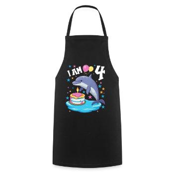 I'm 4 Years Old Dolphins Dolphin 4th Birthday - Cooking Apron - black - Front - AI Model Male 185 dark (185cm)