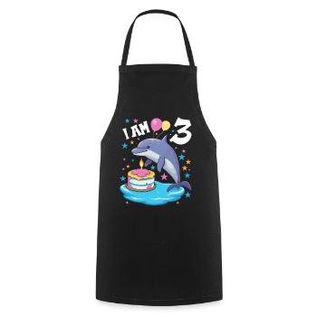 J’ai 3 ans Dauphins Dauphin 3ème anniversaire - Tablier de cuisine - noir - Devant - AI Model Male 185 dark (185cm)