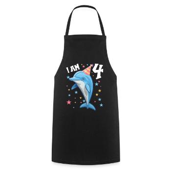 I'm 4 Years Old Dolphins Dolphin 4th Birthday - Cooking Apron - black - Front - AI Model Male 185 dark (185cm)