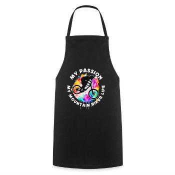 Mountain Biker My Passion My Mountain Bike Cyclist - Cooking Apron - black - Front - AI Model Male 185 dark (185cm)