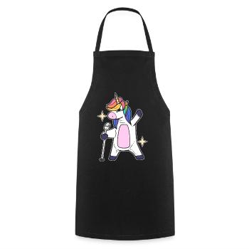 Einhorn singt Karaoke -Sänger - Kochschürze - Schwarz - Vorne - AI Model Male 185 dark (185cm)