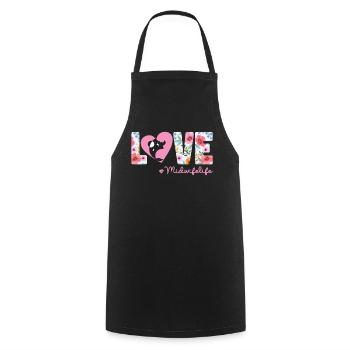 Infirmière Sage-Femme Accoucheuse Fleur - Tablier de cuisine - noir - Devant - AI Model Male 185 dark (185cm)