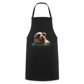 Seal with sunglasses Seal Walrus Cute seals - Cooking Apron - black - Front - AI Model Male 185 dark (185cm)