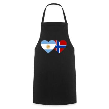 Argentine Norvège Drapeau Coeur - Tablier de cuisine - noir - Devant - AI Model Male 185 dark (185cm)