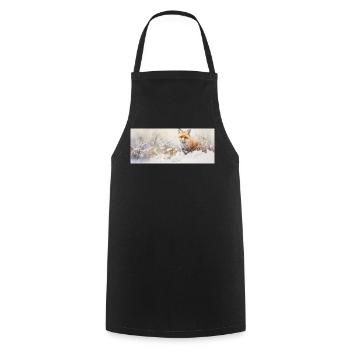 Renard paysage neige - Tablier de cuisine - noir - Devant - AI Model Male 185 dark (185cm)