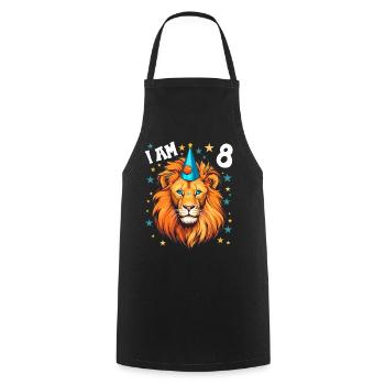 I'm 8 Years Old Lion Leo 8th Birthday - Cooking Apron - black - Front - AI Model Male 185 dark (185cm)