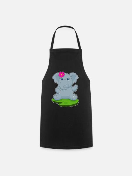 Elefant Blume - Kochschürze - Schwarz