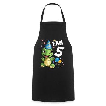 Je suis 5 Tortues Tortue 5e anniversaire - Tablier de cuisine - noir - Devant - AI Model Male 185 dark (185cm)