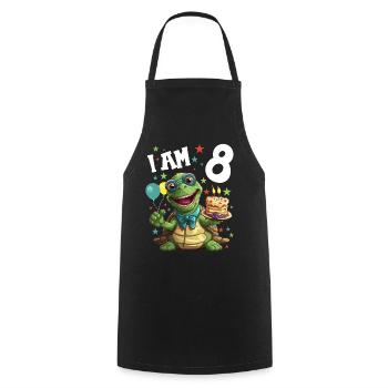 I'm 8 Turtles Turtle 8th Birthday - Cooking Apron - black - Front - AI Model Male 185 dark (185cm)