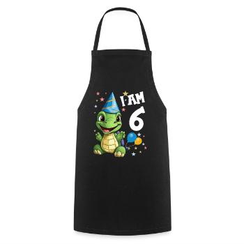 Je suis 6 tortues Tortue 6e anniversaire - Tablier de cuisine - noir - Devant - AI Model Male 185 dark (185cm)