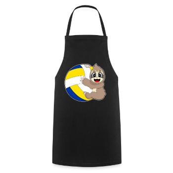 Sloth Volleyball Player Volleyball - Cooking Apron - black - Front - AI Model Male 185 dark (185cm)