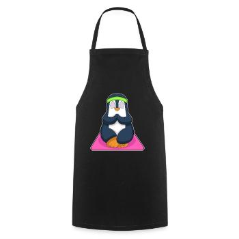 Penguin Yoga Fitness Méditation - Tablier de cuisine - noir - Devant - AI Model Male 185 dark (185cm)