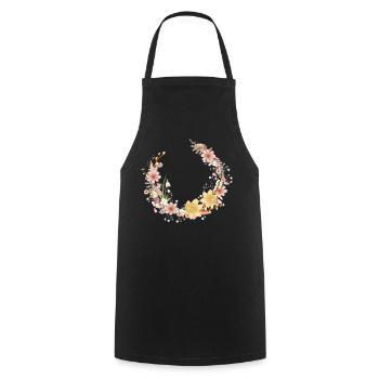 Couronne de fleurs, jonquilles printanières et chatons de palmier - Tablier de cuisine - noir - Devant - AI Model Male 185 dark (185cm)