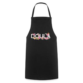 Doula Naissance Travailleur Fleur - Tablier de cuisine - noir - Devant - AI Model Male 185 dark (185cm)