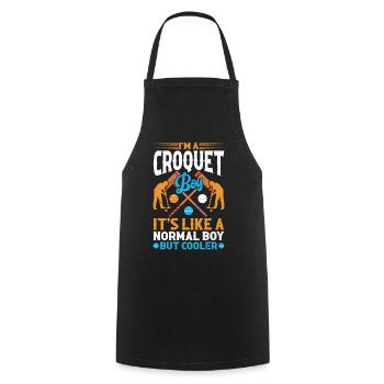 Croquet Player Boy Croquet Boy - Cooking Apron - black - Front - AI Model Male 185 dark (185cm)