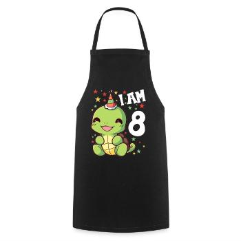 I'm 8 Turtles Turtle 8th Birthday - Cooking Apron - black - Front - AI Model Male 185 dark (185cm)