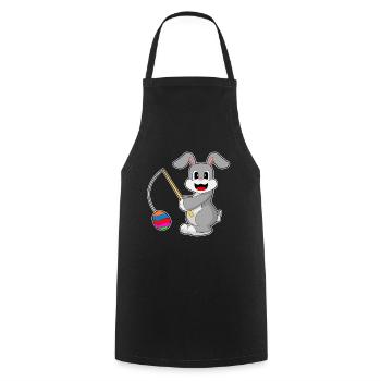 Pêche de Pâques au lapin - Tablier de cuisine - noir - Devant - AI Model Male 185 dark (185cm)