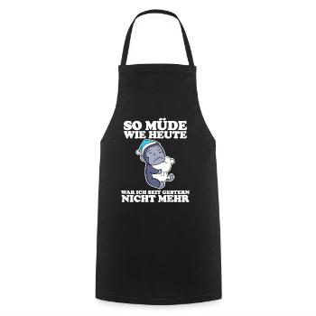 Ausschlafen Müde Spruch lustig Schlafen - Affe - Kochschürze - Schwarz - Vorne - AI Model Male 185 dark (185cm)