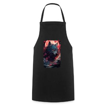 Spirit Wolf Fox Aesthetic Japanese Kitsune - Cooking Apron - black - Front - AI Model Male 185 dark (185cm)