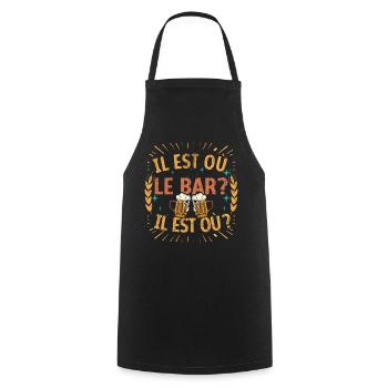 Il est où le bar ? Il est où ? Chanson Drôle Bière - Tablier de cuisine - noir - Devant - AI Model Male 185 dark (185cm)