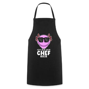 Chef Spruch Anführer Axolotl Amphibien Motiv - Kochschürze - Schwarz - Vorne - AI Model Male 185 dark (185cm)