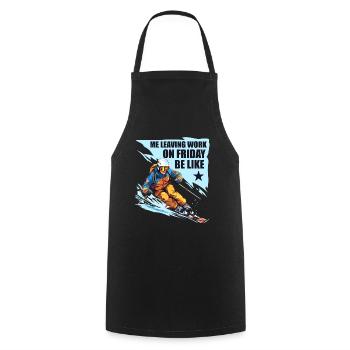 Leaving Work on Friday, Holiday, Skiing, Alps - Cooking Apron - black - Front - AI Model Male 185 dark (185cm)