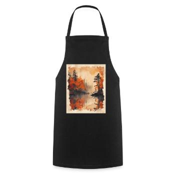 Classic Scenery Papyrus Scroll Onsen Japanese - Cooking Apron - black - Front - AI Model Male 185 dark (185cm)