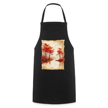 Classic Scenery Papyrus Scroll Onsen Japanese - Cooking Apron - black - Front - AI Model Male 185 dark (185cm)