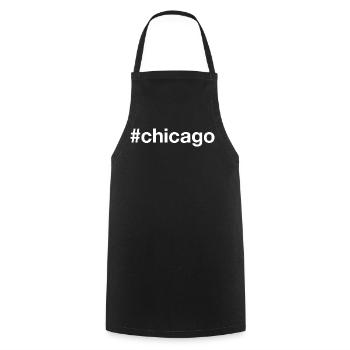 CHICAGO Illinois Hashtag - Cooking Apron - black - Front - AI Model Male 185 dark (185cm)