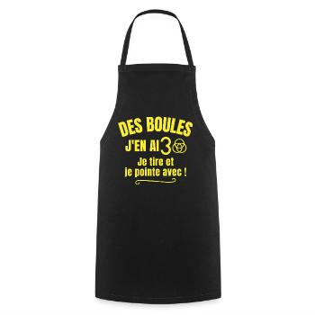 pétanque, bouliste, club de pétanque - Tablier de cuisine - noir - Devant - AI Model Male 185 dark (185cm)