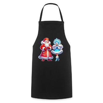 Ded Moroz Snegurotschka russischer Weihnachtsmann - Kochschürze - Schwarz - Vorne - AI Model Male 185 dark (185cm)