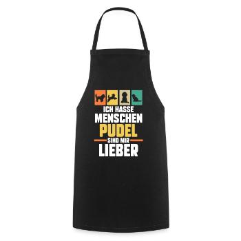 Hund Pudel - Kochschürze - Schwarz - Vorne - AI Model Male 185 dark (185cm)