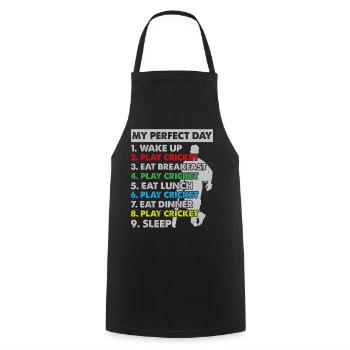 Cricket Player Cricketing Cricket Day Plan - Cooking Apron - black - Front - AI Model Male 185 dark (185cm)