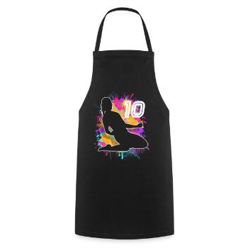 Soccer Woman Soccer 10th Birthday - Cooking Apron - black - Front - AI Model Male 185 dark (185cm)