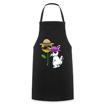 Fantasy Bunny Rabbit Lunettes Jardin de tournesol - Tablier de cuisine - noir - Devant - AI Model Male 185 dark (185cm)