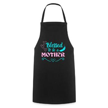 Béni d’être une maman meilleure citation de maman - Tablier de cuisine - noir - Devant - AI Model Male 185 dark (185cm)