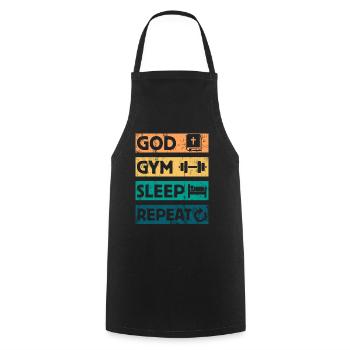 God Gym Sleep - Christian Faith Bible Workout - Cooking Apron - black - Front - AI Model Male 185 dark (185cm)